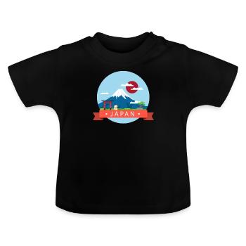 Japan Fuji japanisch Cartoon Japaner Asien Motiv - Baby Bio-T-Shirt mit Rundhals - Schwarz - Vorne