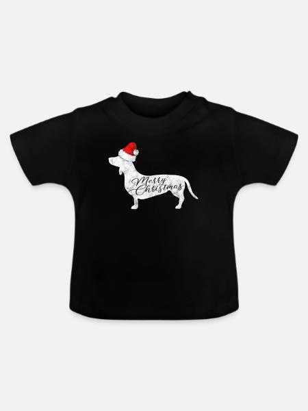 Merry Christmas Dackel Weihnachten Hunde - Baby Bio-T-Shirt mit Rundhals - Schwarz
