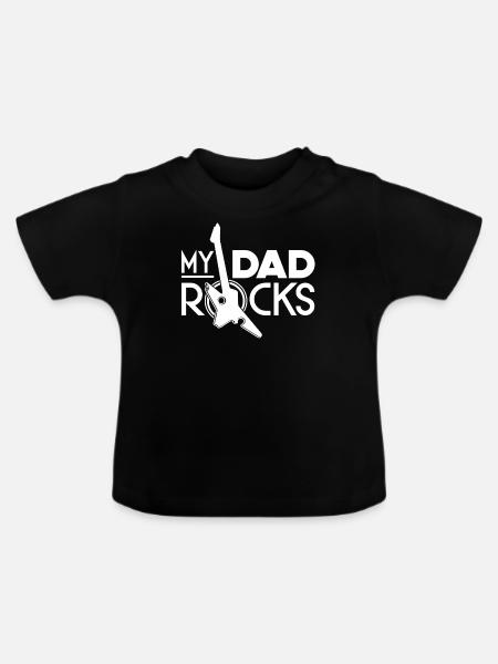 Mon Papa Rocks - Guitariste - T-shirt bio col rond Bébé - noir
