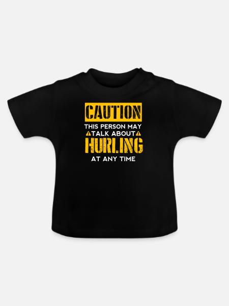 CAUTION - Hurling Fan - Baby Organic T-Shirt with Round Neck - black