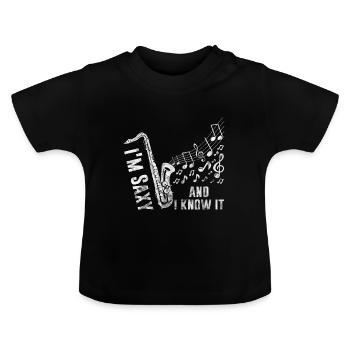Je suis saxo et je sais - Saxophone - T-shirt bio col rond Bébé - noir - Devant