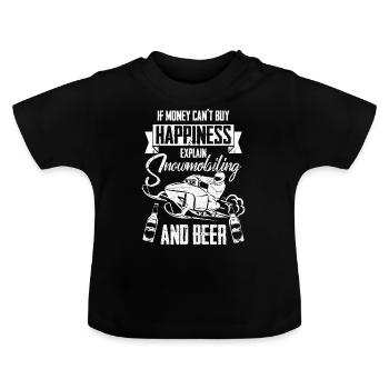 Mobile hiver motoneige - T-shirt bio col rond Bébé - noir - Devant