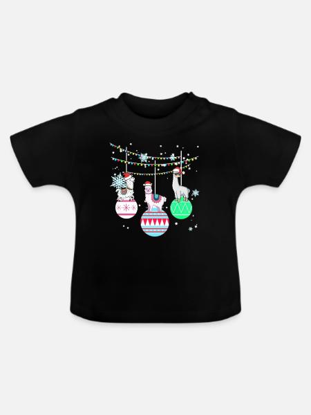 Llama Alpaca Vikunja Cadeau De Noël - T-shirt bio col rond Bébé - noir
