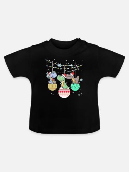 Dinosaurier T-Rex Santa Weihnachten Geschenk - Økologisk T-shirt til baby, rund hals - sort