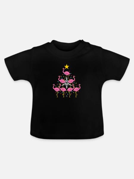 Sapin de Noël Flamingo - T-shirt bio col rond Bébé - noir