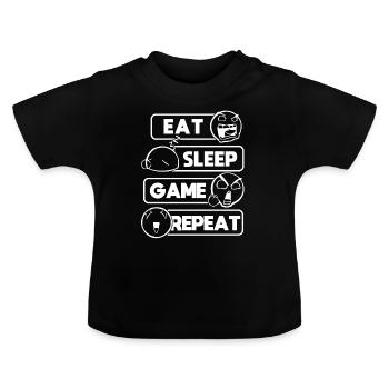 Eat Sleep Game Repeat Gamer Gift Computer Game - Baby Organic T-Shirt with Round Neck - black - Front
