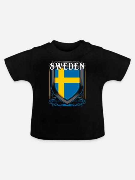 Schweden - Baby Bio-T-Shirt mit Rundhals - Schwarz