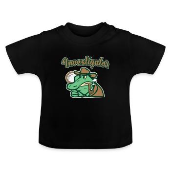 Krokodil Aligator Geschenkidee Privatdetektiv - Baby Bio-T-Shirt mit Rundhals - Schwarz - Vorne