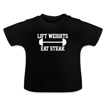 Gewichtheben Steaks Protein - Baby Bio-T-Shirt mit Rundhals - Schwarz - Vorne
