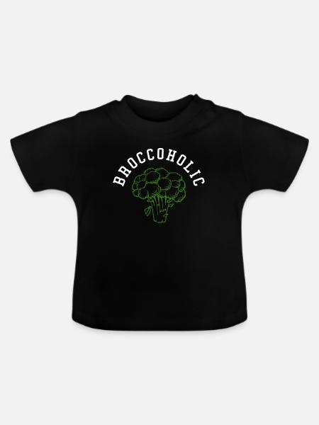 Vegan Brokkoli Gemuese TShirt Bio Abnehmen - Baby Bio-T-Shirt mit Rundhals - Schwarz