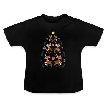 Rennier Arbre de Noël Noël Noël - T-shirt bio col rond Bébé - noir - Devant