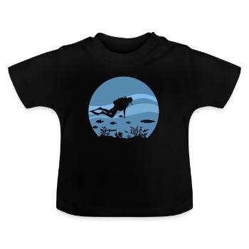 Diver - Baby Organic T-Shirt with Round Neck - black - Front