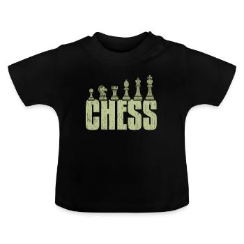 Chess gift checkerboard tower king - Baby Organic T-Shirt with Round Neck - black - Front