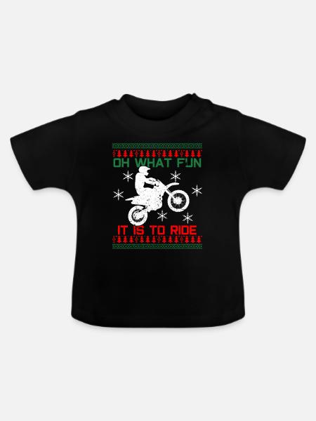 Motocross Weihnachten - Baby Bio-T-Shirt mit Rundhals - Schwarz