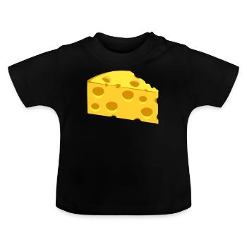 Fromage à trous - T-shirt bio col rond Bébé - noir - Devant