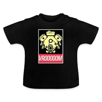 Le moteur V8 s'éteint! - T-shirt bio col rond Bébé - noir - Devant