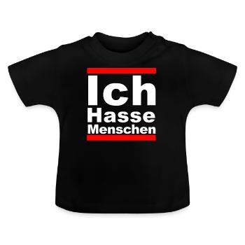 Ich Hasse Menschen - Baby Bio-T-Shirt mit Rundhals - Schwarz - Vorne