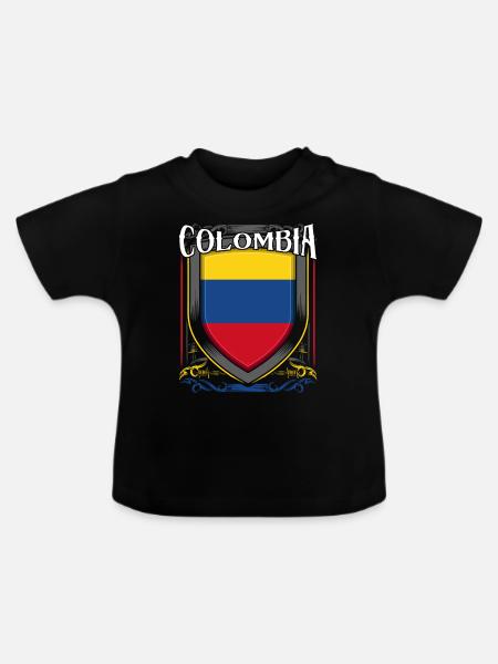 Colombia - Maglietta ecologica con scollo rotondo per neonato - nero