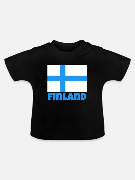 Suomi - Vauvan luomu-t-paita, jossa pyöreä pääntie - musta