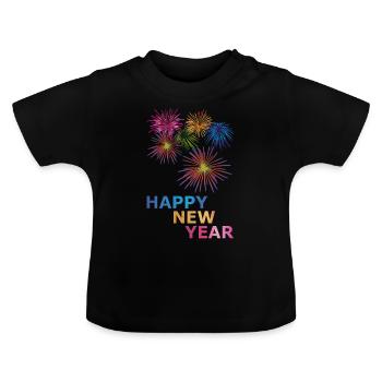 New Year Happy new year - Baby Organic T-Shirt with Round Neck - black - Front