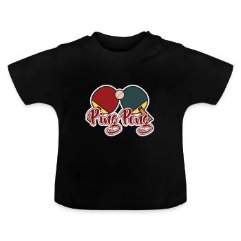Ping-pong - Baby Organic T-Shirt with Round Neck - black - Front