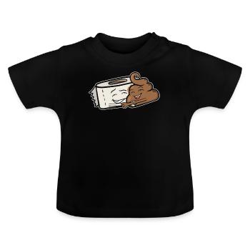 Scheiße Kot Kacke Lustig Toilettenpapier Geschenk - Baby Bio-T-Shirt mit Rundhals - Schwarz - Vorne