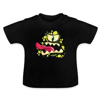 Monster face - Baby Organic T-Shirt with Round Neck - black - Front