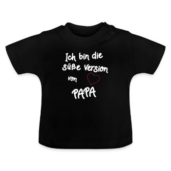 Idée de cadeau douce version papa barboteuse fille - T-shirt bio col rond Bébé - noir - Devant