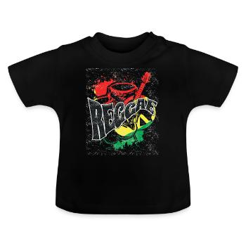 Jamaikanischer Reggae - Baby Bio-T-Shirt mit Rundhals - Schwarz - Vorne