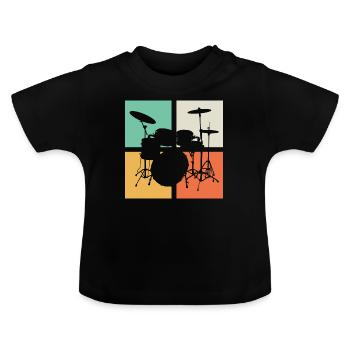 Schlagzeug Set Drumline - Baby Bio-T-Shirt mit Rundhals - Schwarz - Vorne