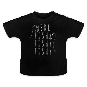 Fischen Angeln Fisch Fischer - Baby Bio-T-Shirt mit Rundhals - Schwarz - Vorne
