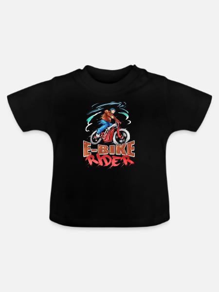 E-bike E-biker Ebike - Baby Bio-T-Shirt mit Rundhals - Schwarz