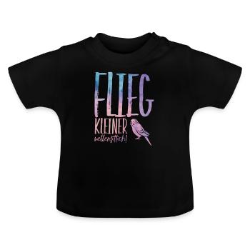 Mouche petite perruche - T-shirt bio col rond Bébé - noir - Devant