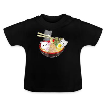 Chats Japon Ramen Anime - T-shirt bio col rond Bébé - noir - Devant