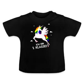 Licorne 1ère classe - T-shirt bio col rond Bébé - noir - Devant