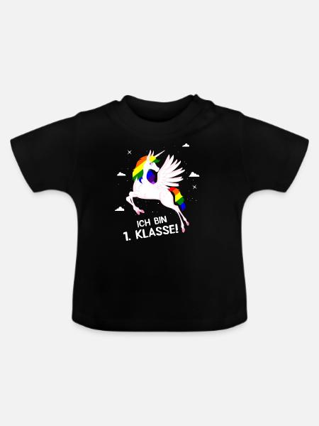 1. Klasse Einhorn - Baby Bio-T-Shirt mit Rundhals - Schwarz