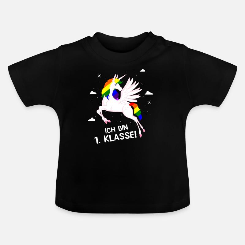 Licorne 1ère classe - T-shirt bio col rond Bébé - noir