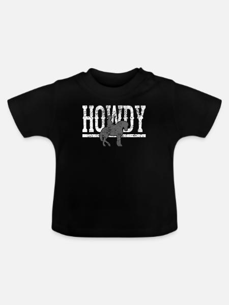 Rodeo Cowboy Howdy - Baby Bio-T-Shirt mit Rundhals - Schwarz