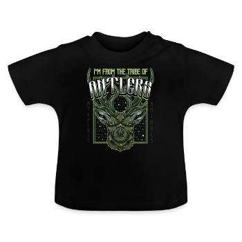 Modern Hirschkopf | Waldtier Rehbock Geschenkidee - Baby Bio-T-Shirt mit Rundhals - Schwarz - Vorne