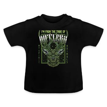 Hirschkopf - Baby Bio-T-Shirt mit Rundhals - Schwarz - Vorne