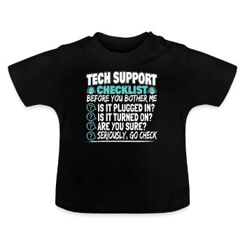 Tech Support Checklist Administrator Technician - Baby Organic T-Shirt with Round Neck - black - Front