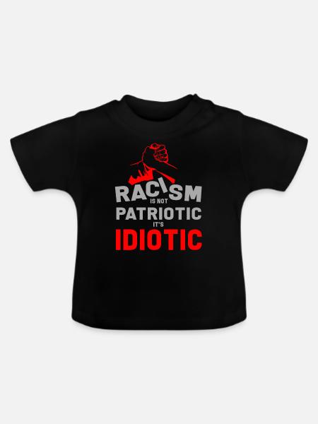 Anti-racisme Anti tegen racisme Nazis Juist - Baby biologisch T-shirt met ronde hals - zwart