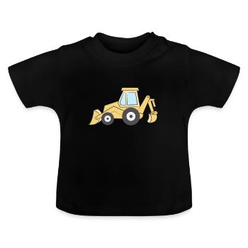Large excavator - Baby Organic T-Shirt with Round Neck - black - Front