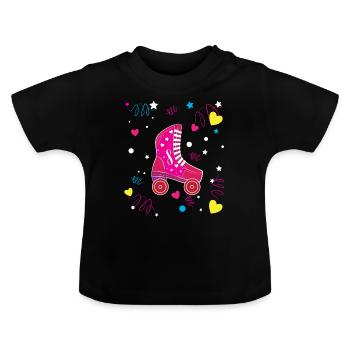 Rollerblade Pink Roller Roller Roller Patinage - T-shirt bio col rond Bébé - noir - Devant