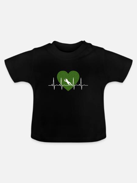 Herzschlag Torwart Fußball - Baby Bio-T-Shirt mit Rundhals - Schwarz