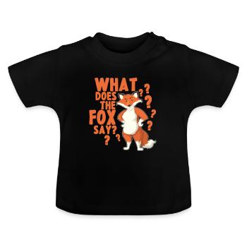 Que dit le renard? - T-shirt bio col rond Bébé - noir - Devant