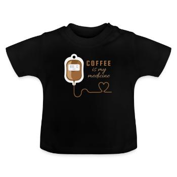 le café est mon médicament - T-shirt bio col rond Bébé - noir - Devant