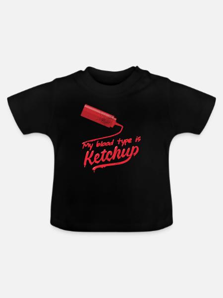 Mon groupe sanguin est ketchup ketchup drôle - Ekologisk T-shirt med rund hals baby - svart