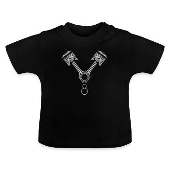 Moteur V8 - T-shirt bio col rond Bébé - noir - Devant