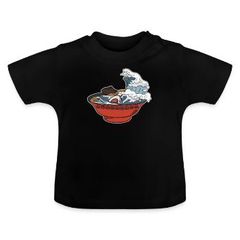 Cadeau de plat de pâtes Ramen noodle tsunami Japan - T-shirt bio col rond Bébé - noir - Devant